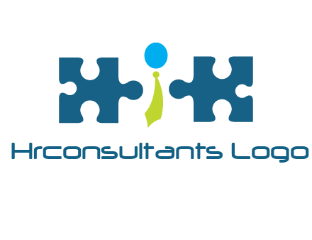 puzzle pieces with man wearing tie logo