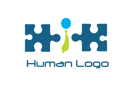 puzzle pieces with man wearing tie logo