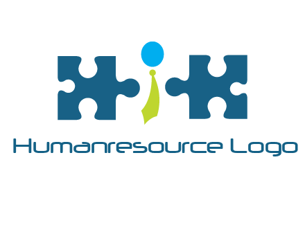 puzzle pieces with man wearing tie logo