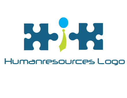 puzzle pieces with man wearing tie logo