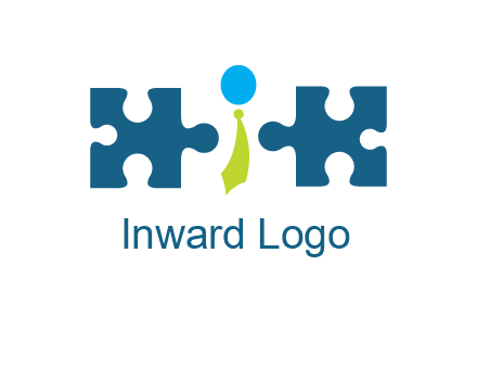 puzzle pieces with man wearing tie logo