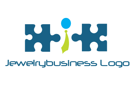 puzzle pieces with man wearing tie logo