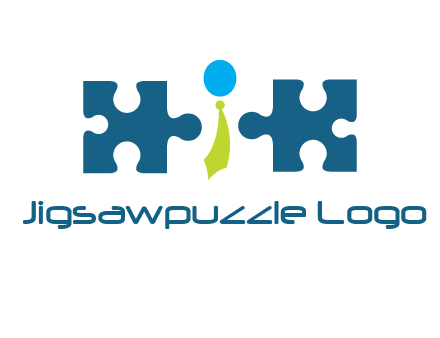 puzzle pieces with man wearing tie logo