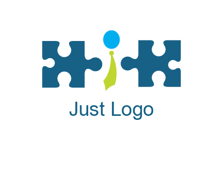 puzzle pieces with man wearing tie logo