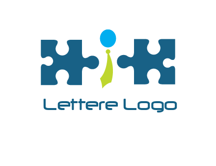 puzzle pieces with man wearing tie logo