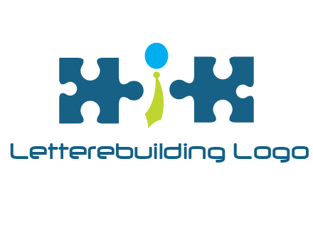 puzzle pieces with man wearing tie logo