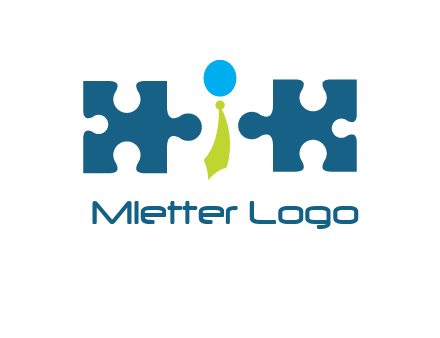 puzzle pieces with man wearing tie logo