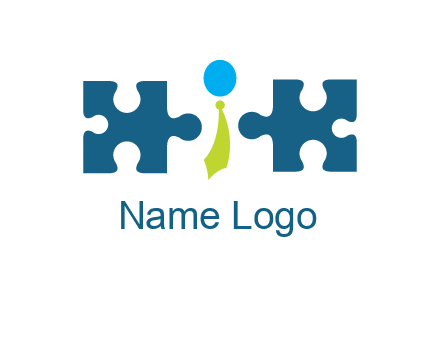puzzle pieces with man wearing tie logo