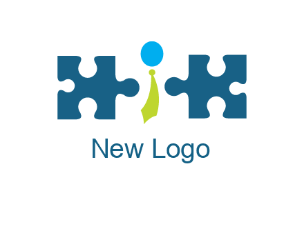 puzzle pieces with man wearing tie logo
