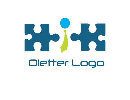 puzzle pieces with man wearing tie logo