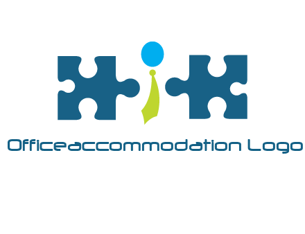 puzzle pieces with man wearing tie logo