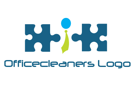 puzzle pieces with man wearing tie logo