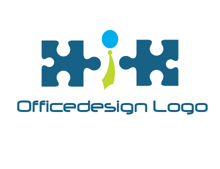 puzzle pieces with man wearing tie logo