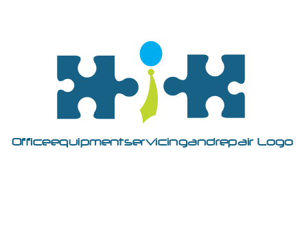 puzzle pieces with man wearing tie logo