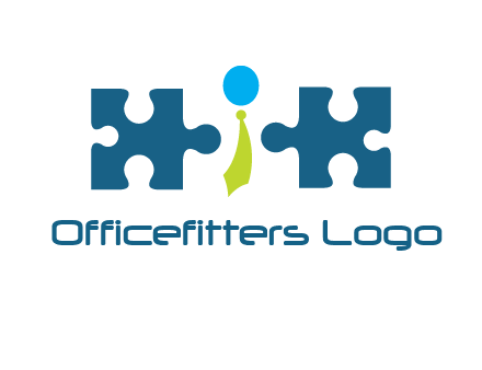 puzzle pieces with man wearing tie logo