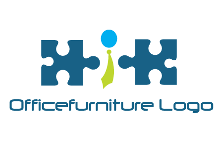 puzzle pieces with man wearing tie logo