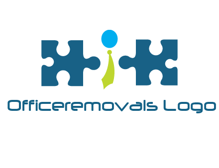 puzzle pieces with man wearing tie logo