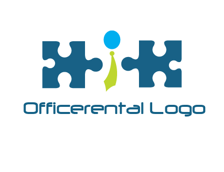 puzzle pieces with man wearing tie logo