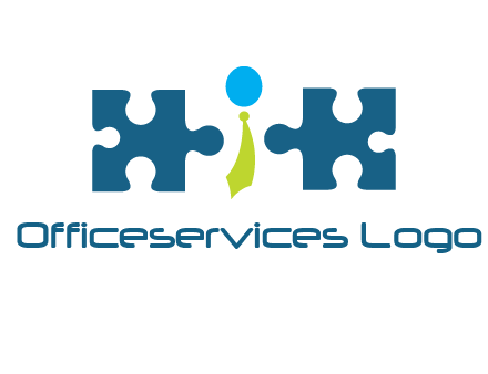 puzzle pieces with man wearing tie logo