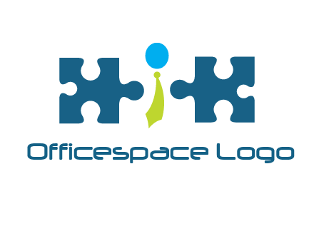 puzzle pieces with man wearing tie logo