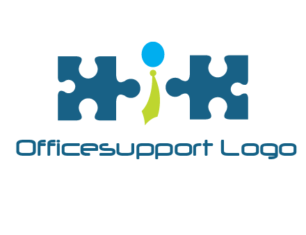 puzzle pieces with man wearing tie logo