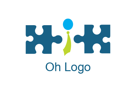 puzzle pieces with man wearing tie logo