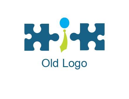 puzzle pieces with man wearing tie logo