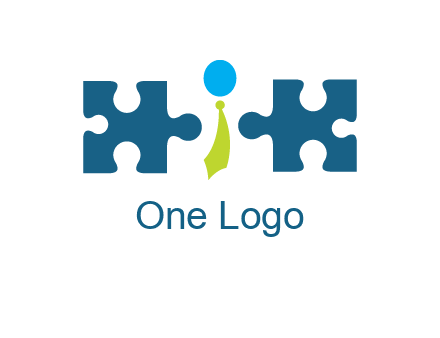 puzzle pieces with man wearing tie logo