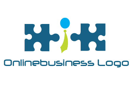 puzzle pieces with man wearing tie logo
