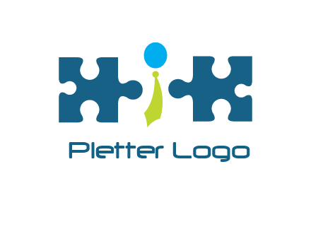 puzzle pieces with man wearing tie logo