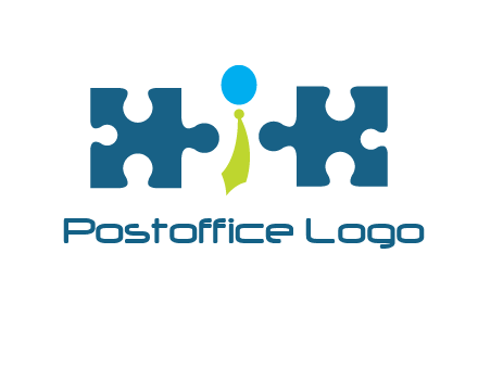 puzzle pieces with man wearing tie logo