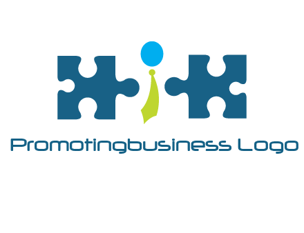 puzzle pieces with man wearing tie logo