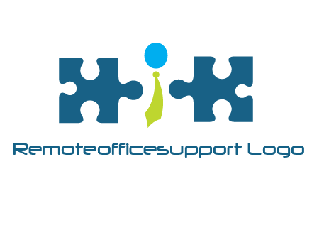 puzzle pieces with man wearing tie logo