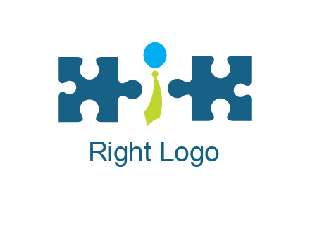 puzzle pieces with man wearing tie logo