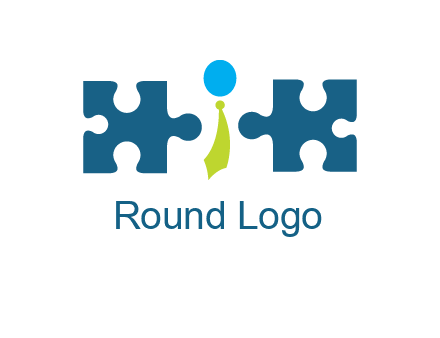 puzzle pieces with man wearing tie logo