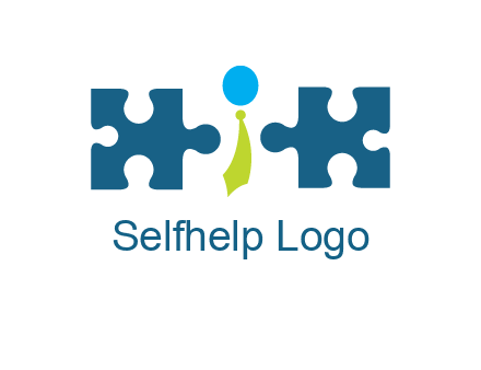 puzzle pieces with man wearing tie logo