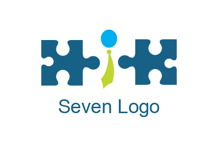puzzle pieces with man wearing tie logo