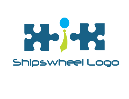 puzzle pieces with man wearing tie logo