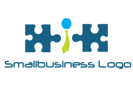 puzzle pieces with man wearing tie logo