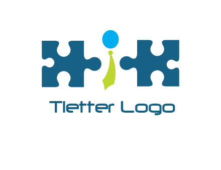 puzzle pieces with man wearing tie logo