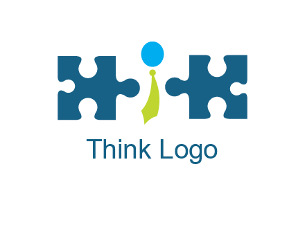 puzzle pieces with man wearing tie logo
