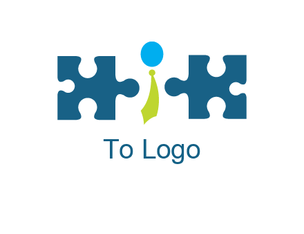 puzzle pieces with man wearing tie logo