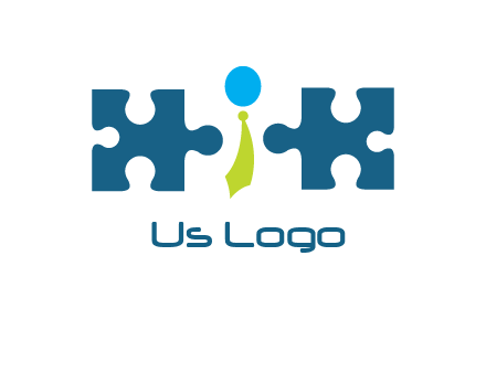 puzzle pieces with man wearing tie logo