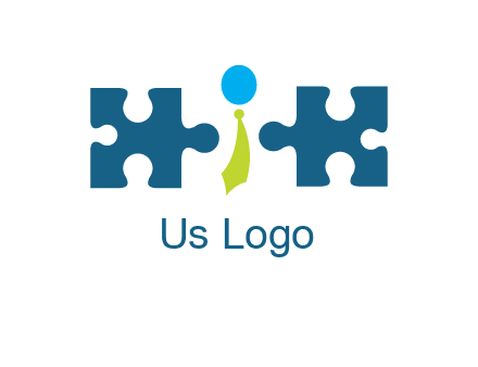 puzzle pieces with man wearing tie logo