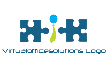 puzzle pieces with man wearing tie logo