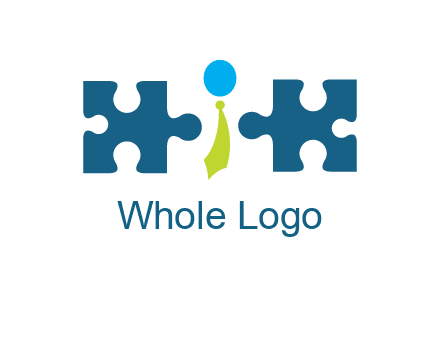 puzzle pieces with man wearing tie logo