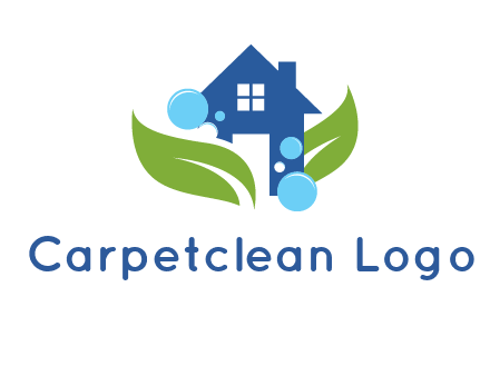 leaves and bubbles over house logo