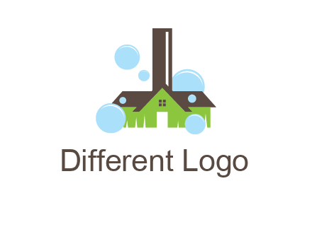 broom shaped like a home logo