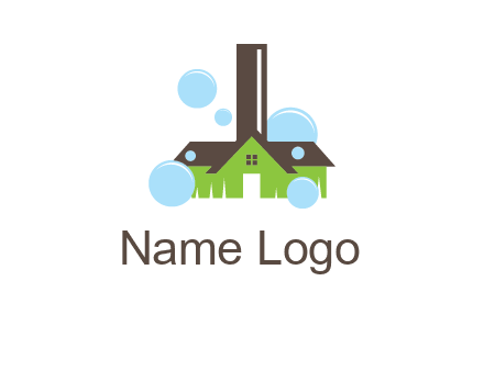 broom shaped like a home logo