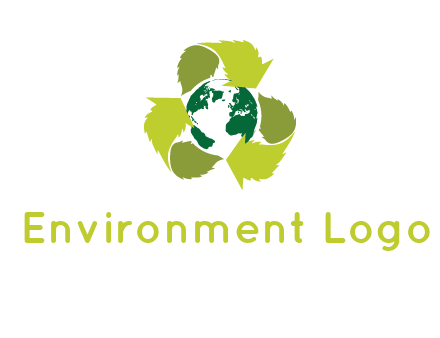 recycle sign around earth logo